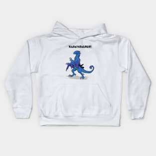 Karatesaurus! blue for bright backgrounds Kids Hoodie